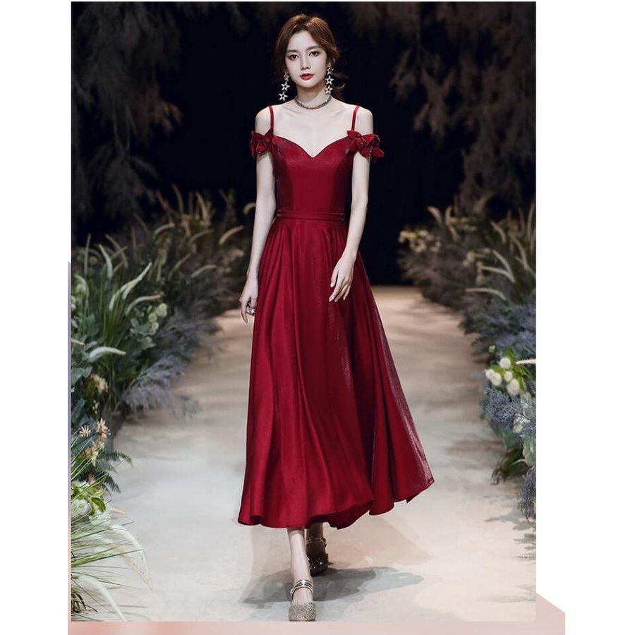 結婚式 ワンピース ウエディングドレス ミモレ丈ドレス パーティードレス キャミソール 大きいサイズ