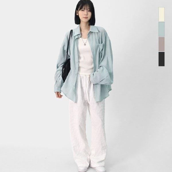 男女共用シースルーレーヨンルーズフィットシャツ SVA033