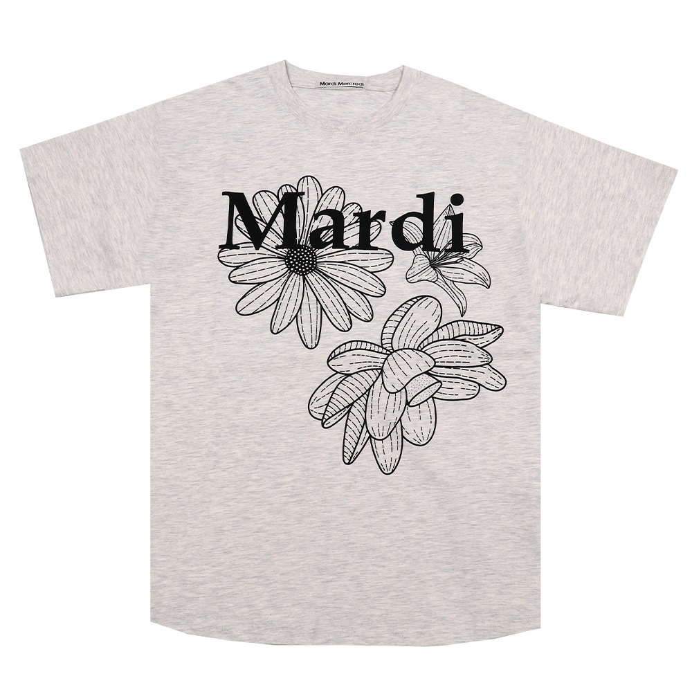 Tシャツ TSHIRT TRIPLE FLOWER OATMEAL BLACK 半袖 レディース 韓国 ファッション アパレル