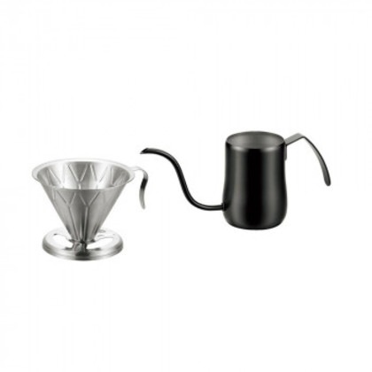 燕熟の技 コーヒードリップポット420ml ブラック＆コーヒードリッパー EJC-800