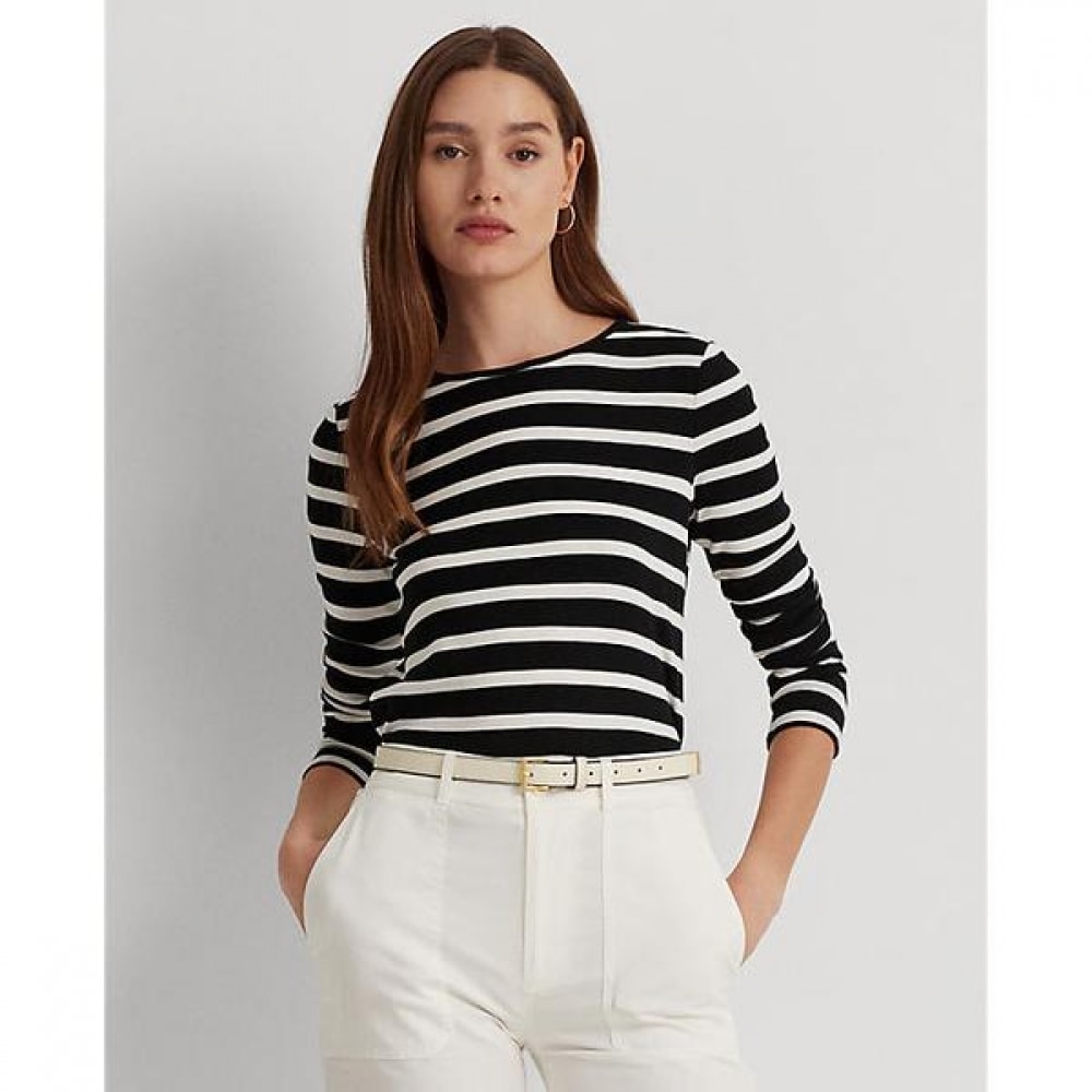 ローレン ラルフ ローレン ストライプ コットン ロング スリーブ Tシャツ WMLRKNIS6820166001