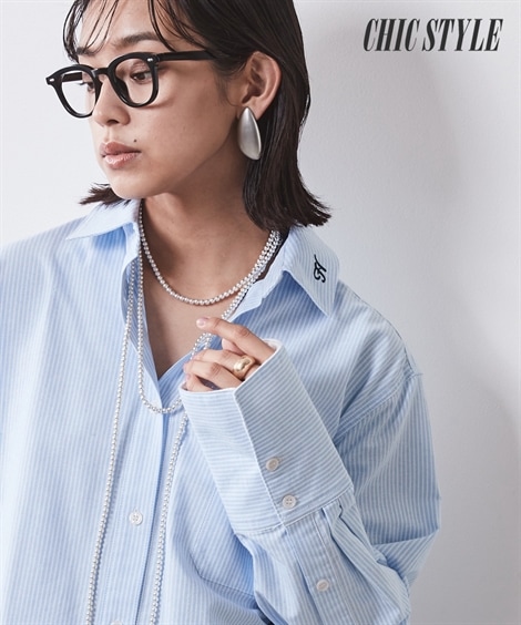 シャツブラウス 大きいサイズ 綿100％ワイドカフスシャツ シックスタイル