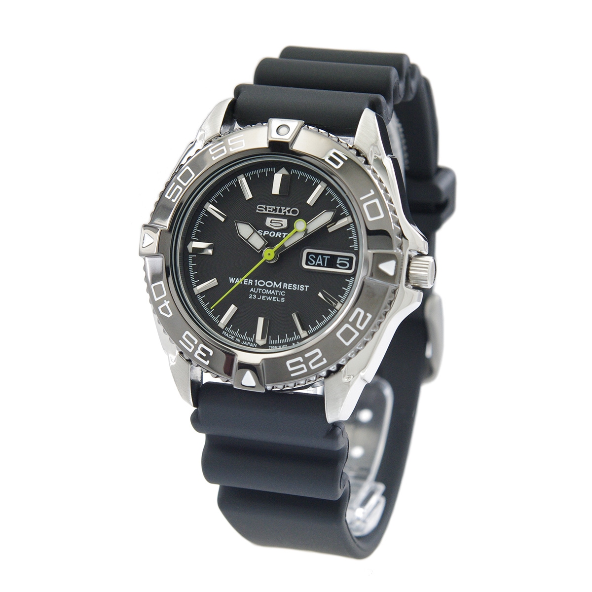 SEIKO5 機械式 自動巻き ブラック シルバー 海外モデル 日本製 メンズ SNZB23J2 腕時計
