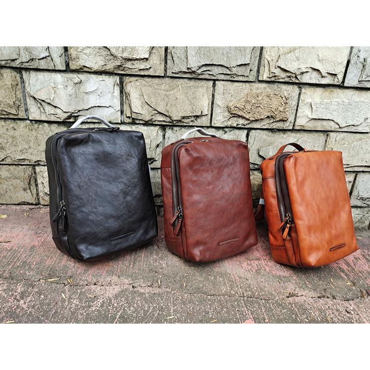 (girl shop)新品販売 ヌメ革 ビジネスリュック 本革 デイバッグ メンズバッグ ビジネスバッグ PC レザー 手作り 紳士用 大容量 旅行 ブラウン 通勤 出張 2枚購入で200円OFF 23,686円