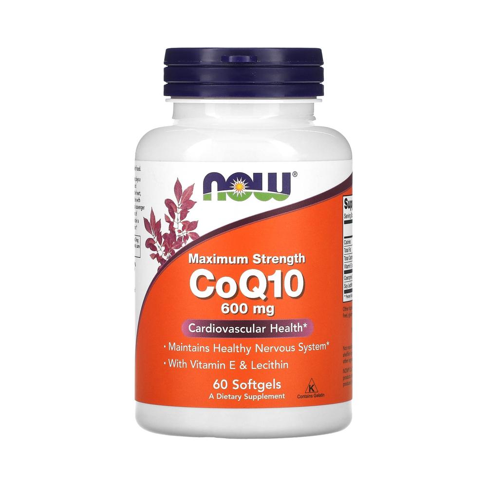 NOW Foods ビタミンE＆レシチン 最大強度 600mg 60ソフトジェルを含むcoq10