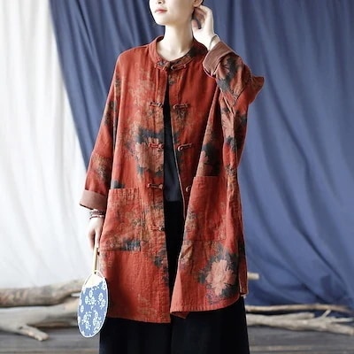 オリジナル　秋　婦人服　風　レトロ　バックル　カーディガン　ジャケット　スタンドカラー　ゆったり　長袖トップス