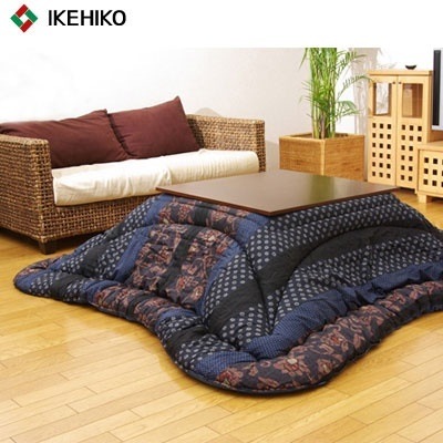イケヒコ・コーポレーション 国内プリント こたつ厚掛け布団単品 『万葉』 ブルー 205×205cm 5934519 【送料無料】