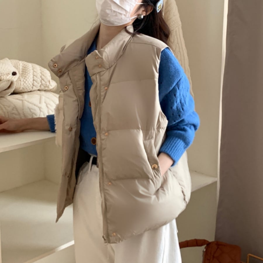 韓国デザイン秋冬新作ベーシックダウンベスト