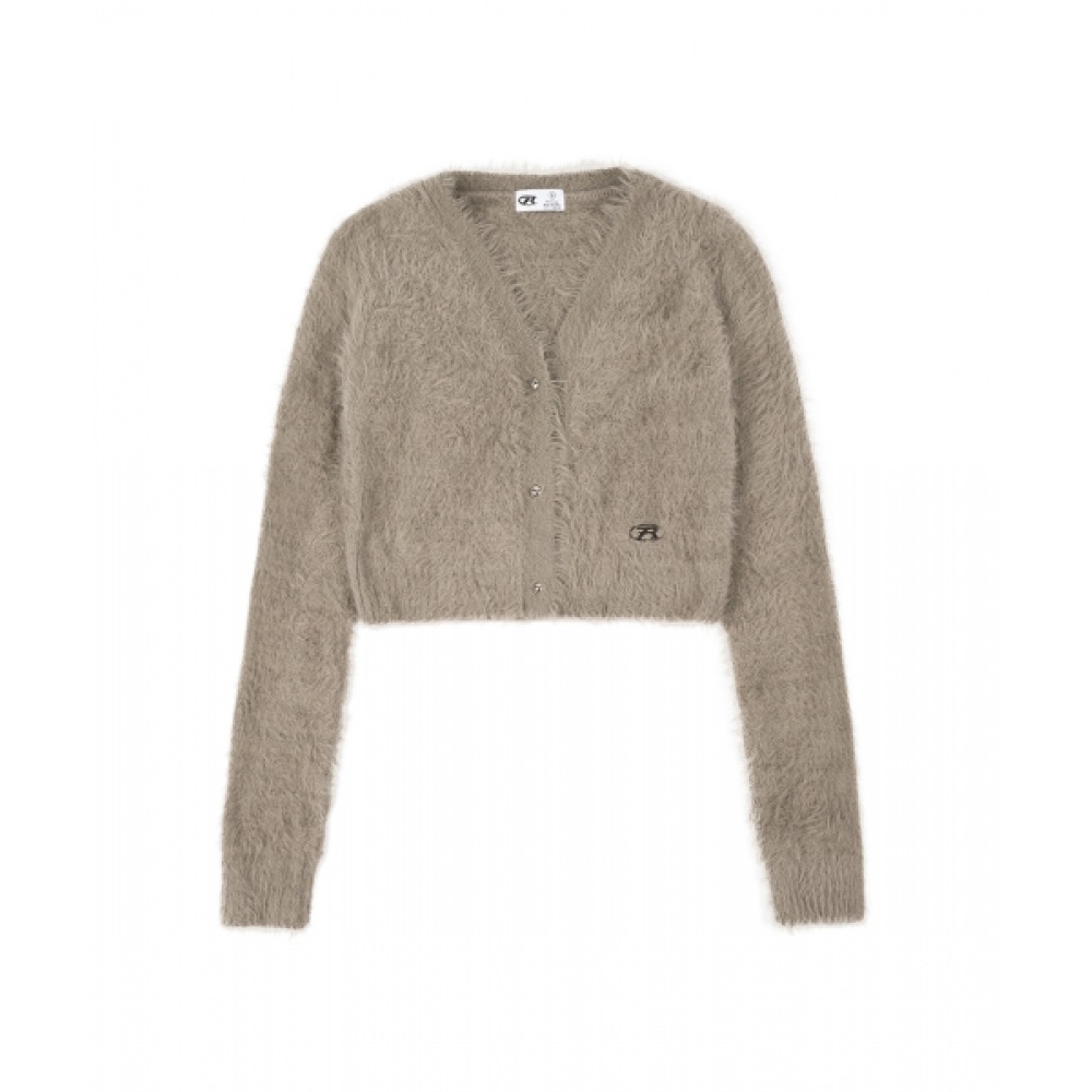 ROCKCAKE ニッケルボタンモヘアカーディガン-ベージュ