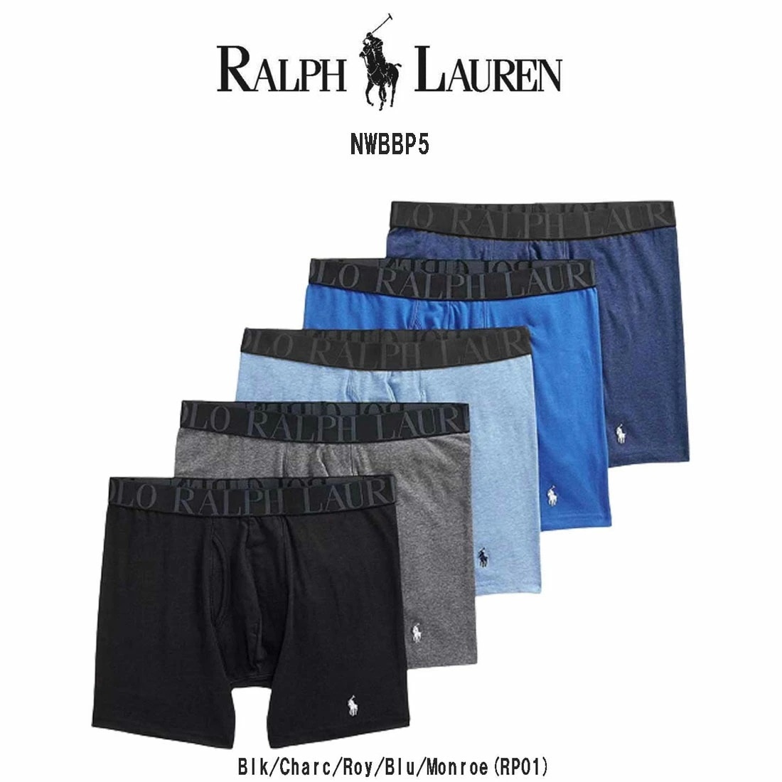 POLO RALPH LAUREN ミドル ボクサーパンツ 5枚セット お買い得 パック メンズ 下着 Stretch Classic Fit NWBBP5