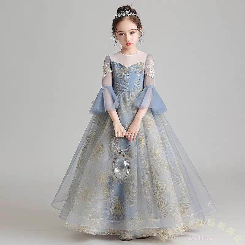 子供ドレス 女の子 フォーマル ロング プリンセスドレス Welina ピアノ発表会/結婚式に ふわふわチュール 写真映え 衣装にも