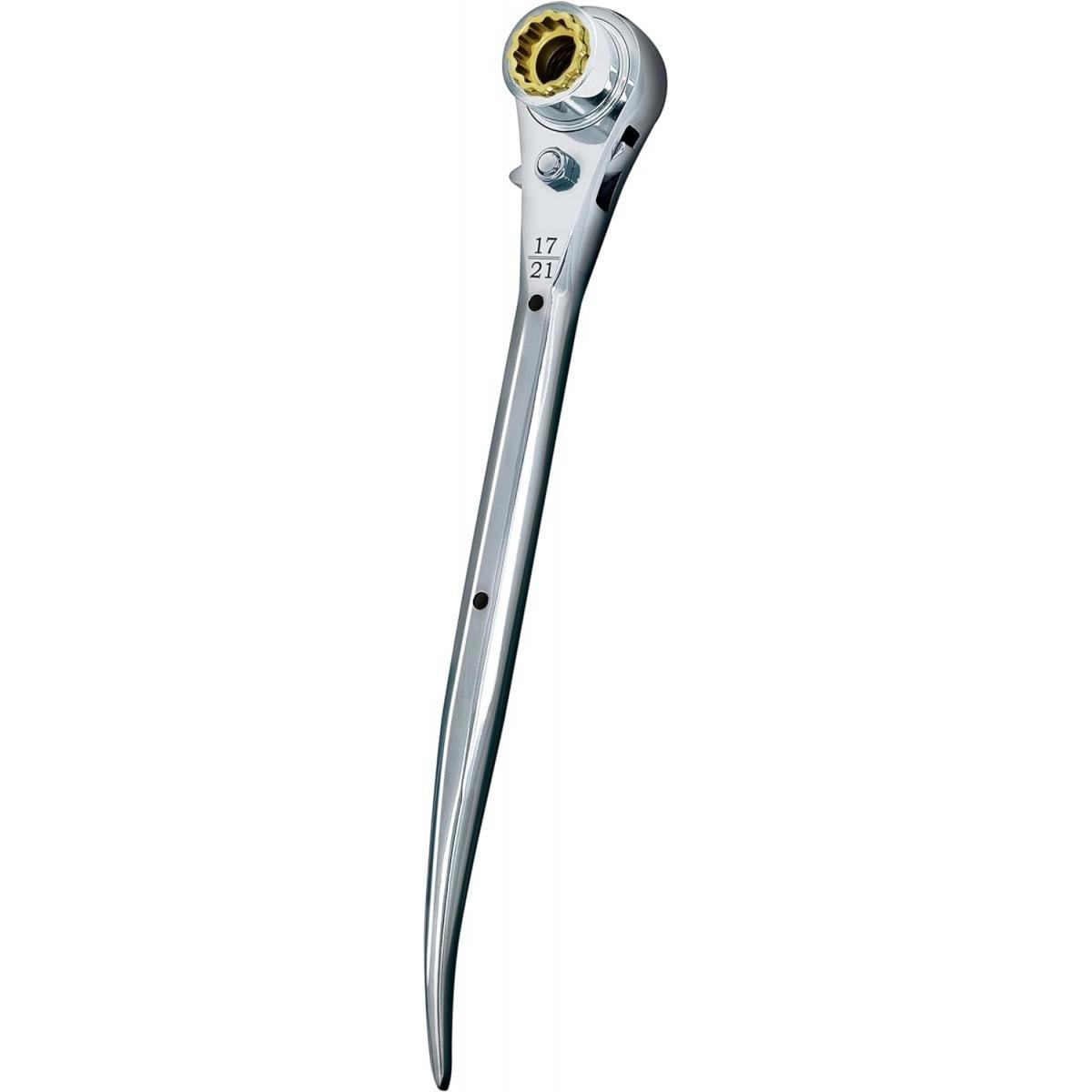 イチネン マストツール ラチェットレンチ 19/24×17 曲がり 1丁 八角グリップ ダブルソケット