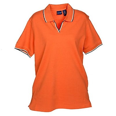 Izod Womens Silk Wash Tipped Collar Polo, Size Large, Orange Izod Womens Silk Wash Tipped Collar Polo, Size Large, Orange