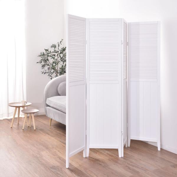 間仕切り パーテーション パーティション 4連 高さ160 完成品 おしゃれ 自立 木製 天然木 ルーバー 北欧 仕切り 間切 目隠し 白 折りたたみ 新生活 ID012