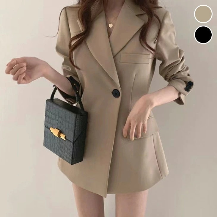 テーラードジャケット アウター オーバーサイズ ウエストシェイプ スーツ フォーマル 長袖 レディース 韓国ファッション 【24aw-it27】【予約販売：15-20日】宅込