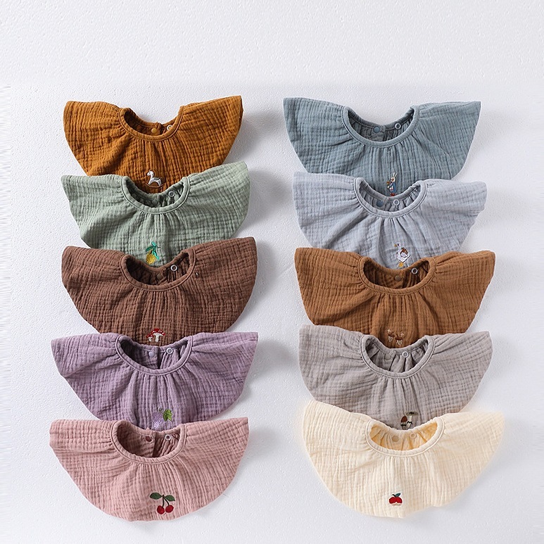 新入荷/四季を通じて利用可能/に刺繍/赤ちゃんの純綿吸水よだれタオル，新生児の乳吐き防止綿糸の柔らかいマフラー，男女の赤ちゃんが複数選べるポケット，ベビー用品