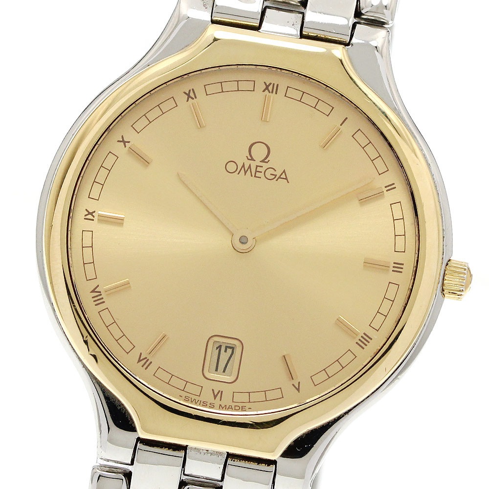 オメガ OMEGA デビル シンボル デイト YGベゼル クォーツ メンズ 保証書付き_956279【中古】