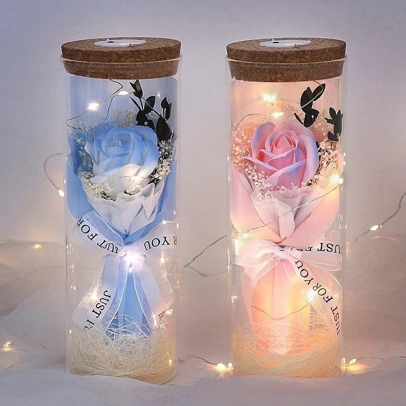 母の日バレンタインデー用ドライフラワーギフト模擬ソープフラワー彼女への誕生日プレゼントガラスカバーひまわり永遠の花バラの花束 メガ割花花束