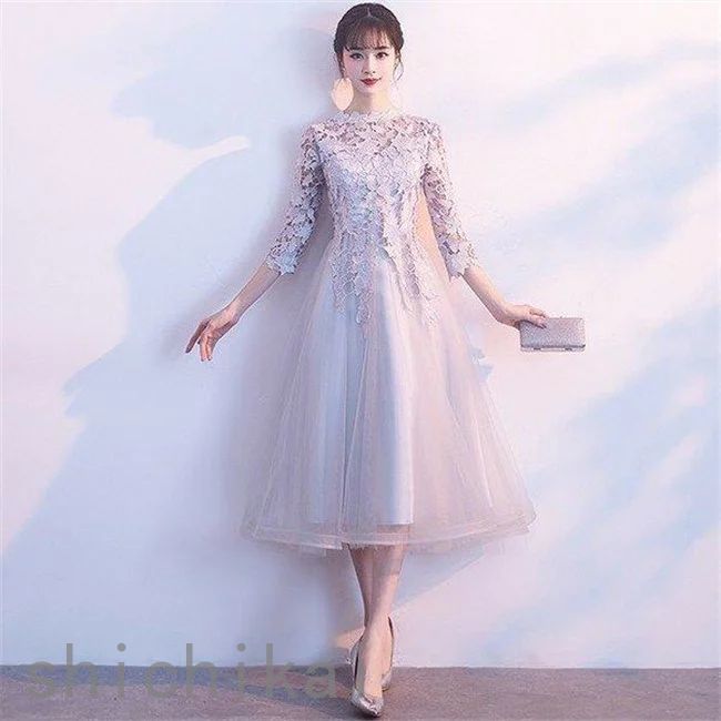 上品 お呼ばれ 二次会 ホワイトデー レース 結婚式ドレス THOM 成人式 パーティードレス 袖あり 大人 ウエディングドレス 卒業式 食事会 WILLS 披露宴 大きいサイズ