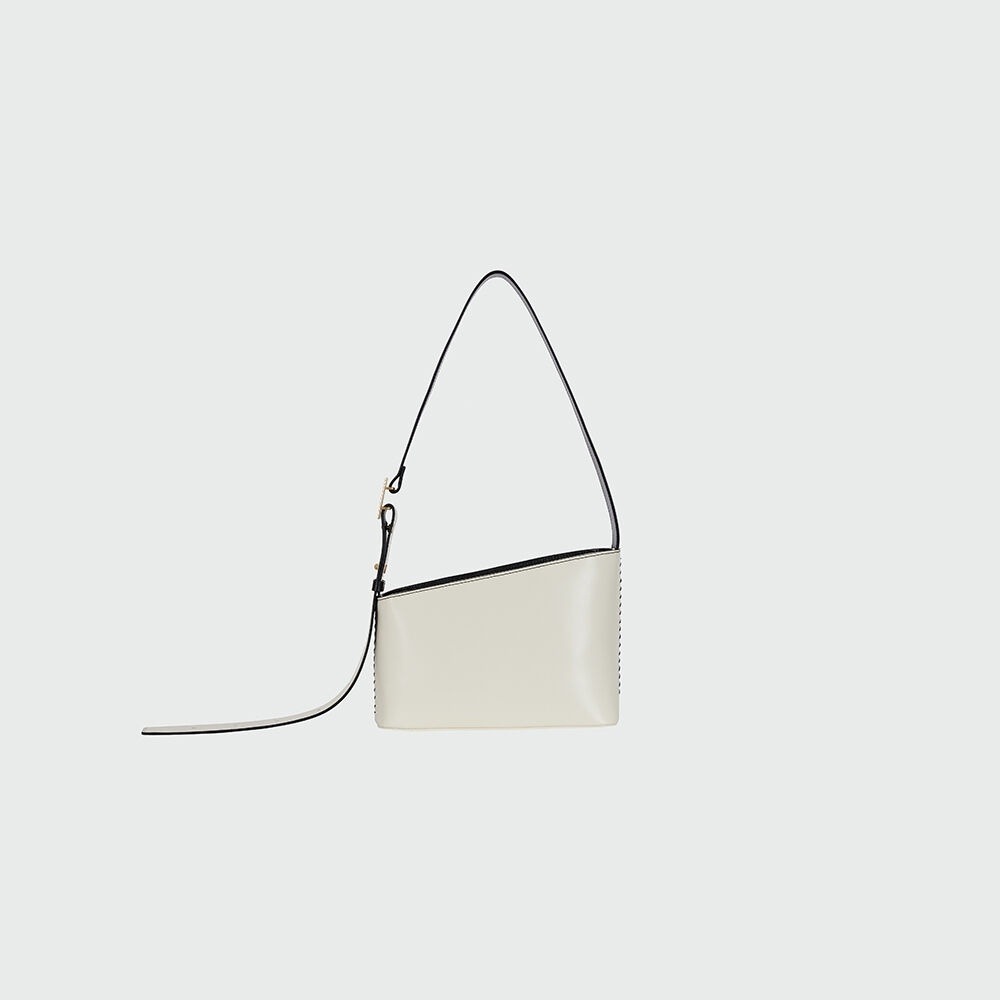 Ink HALOS スモールトラペゾイドショルダーバッグ-ブラック/アイボリー