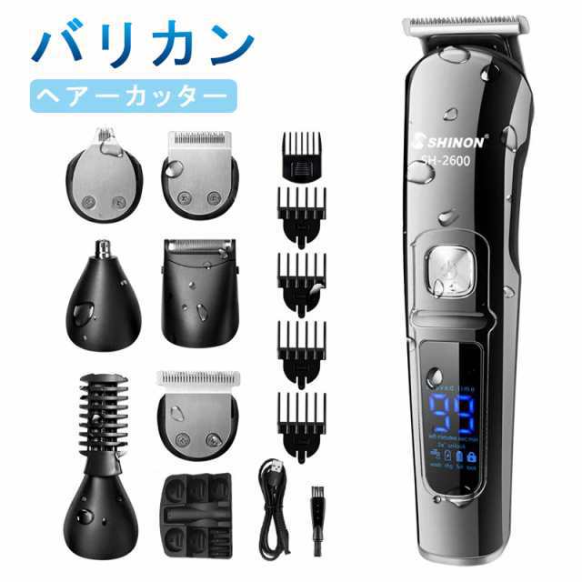 バリカン ヘアカッター IPX7撥水 6in1 usb充電式 電動 髪の毛 家庭用 ヒゲ取り 多機能 全身防水 水洗い 散髪 散髪用 メンズ 鼻毛カッター ラインバリカン ヒゲトリマー 父の日 プロ仕