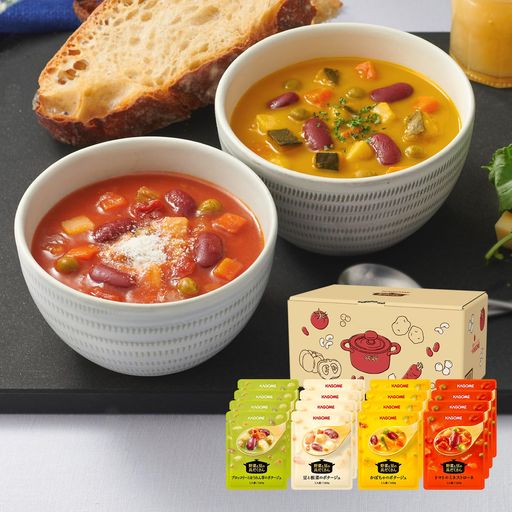カゴメ 野菜と豆の具だくさんポタージュ スープ 16袋