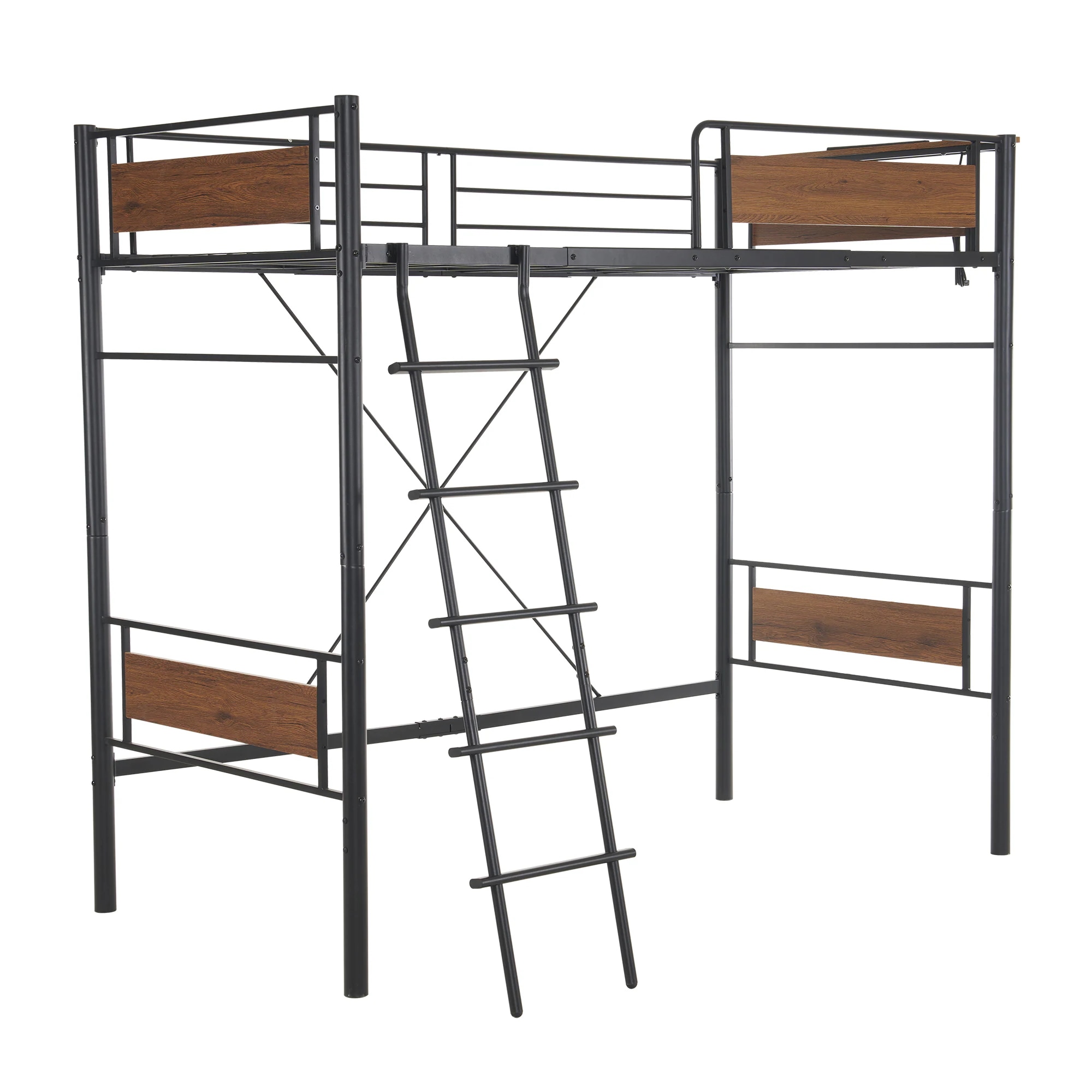 【元SKU：WF306724AAA ブラック】システムベット ロフトベッド 宮 シングル コンセント付き 耐荷重150kg 高さ180cm 北欧風 子供ベッド 大人ベッド 一人暮らし 子供部屋 スチ 27,193円