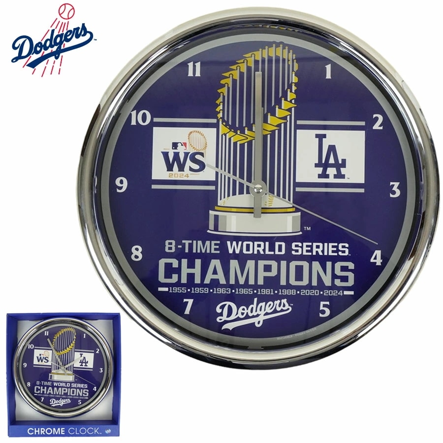 ロサンゼルス ドジャース公式 グッズWINCRAFT メジャーリーグ クロームクロック 壁掛け時計 モチーフ時計LA DODGERS MLB CHROME CLOCK大