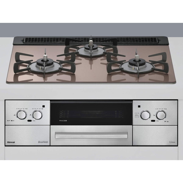 RHS31W42J2RSTW-13A スモーキーピンク Lisse（リッセ） ビルトインガスコンロ （都市ガス用・3口・左右強火力タイプ・幅60cm）