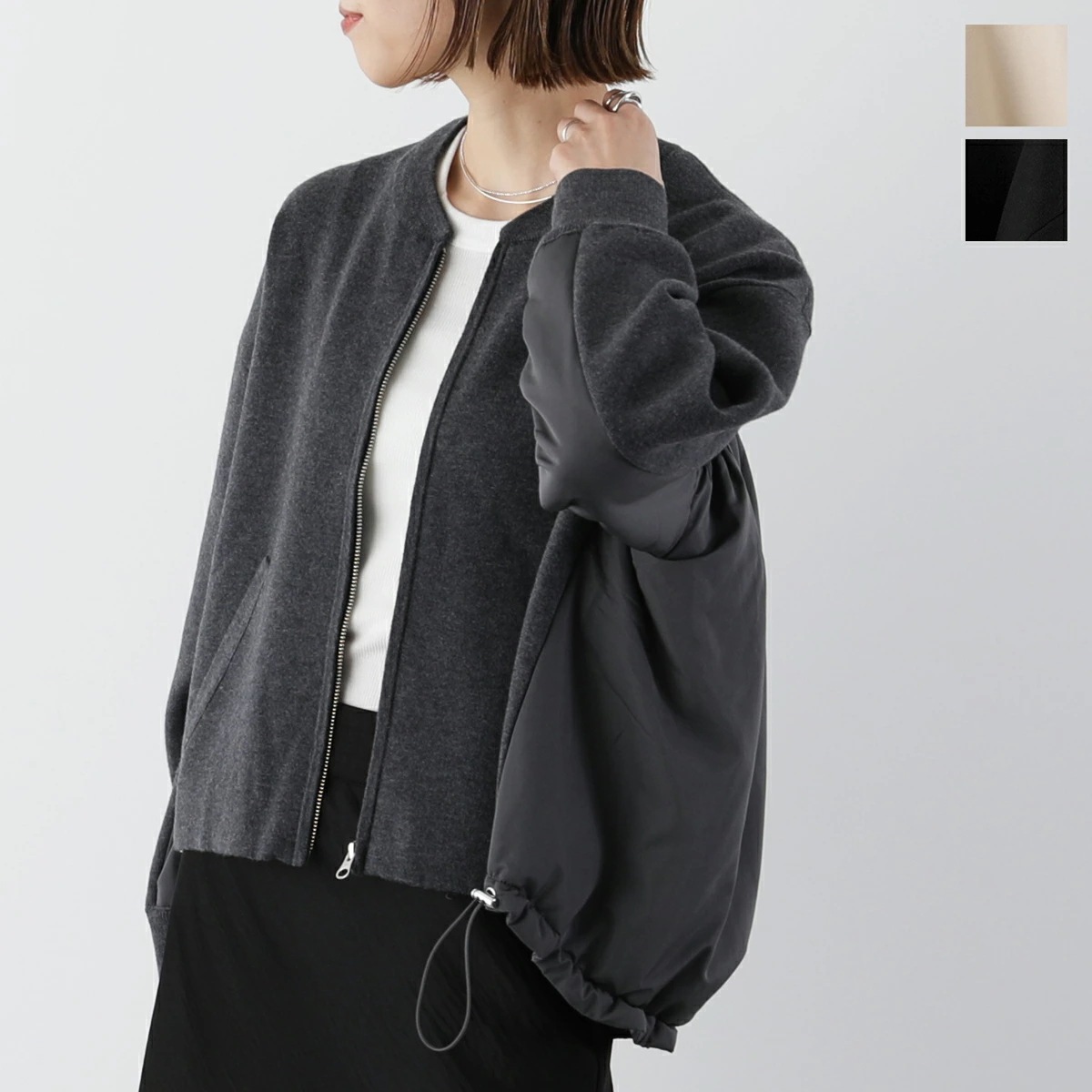 TORRAZZO DONNA トラッゾドンナ 中綿入りハイブリッドニットブルゾン Knit×Filled with Batting Blouson 6257-428 レディース ショート丈 カラー3色