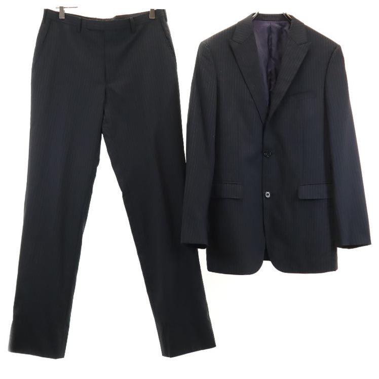バーバリーブラックレーベル 三陽商会 ストライプ スーツ 上下セットアップ 42R ブラック系 BURBERRY BLACK LABEL メンズ