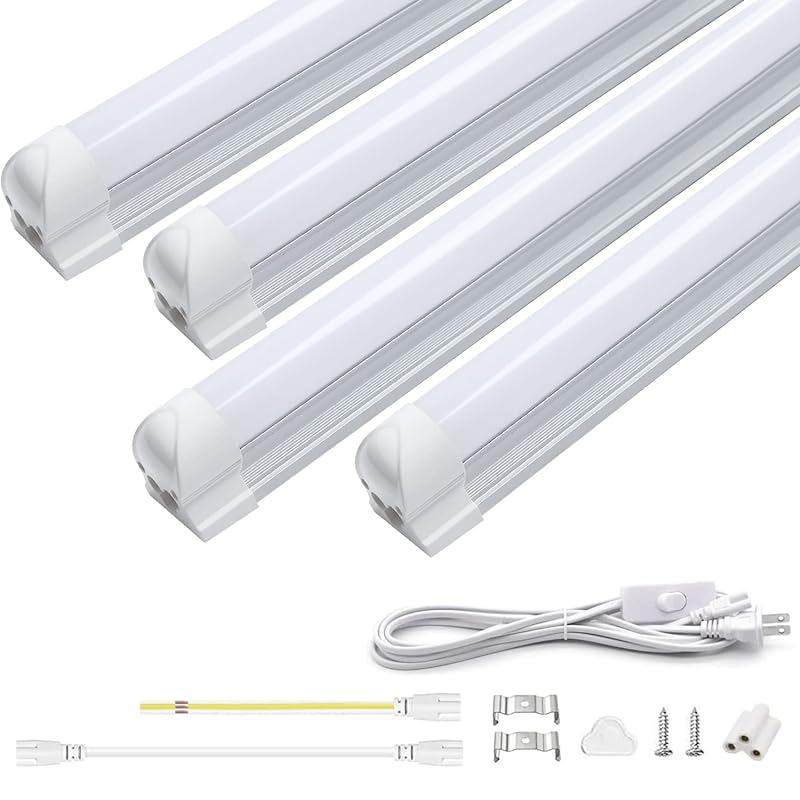 一体式led蛍光灯 20Ｗ形 直管 9.5Ｗ省エネ T8直感型 昼光色 高輝度1350LM 60cm ベースライト 高演色80+ 連結コードスリム 照明器具 天井 ガレージ 倉庫 キッチン 看板 作業