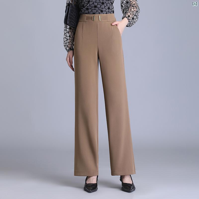 ハイウエスト ナロー ワイド レッグ パンツ レディースパンツ カジュアル 春秋 ストレート スーツ ロング