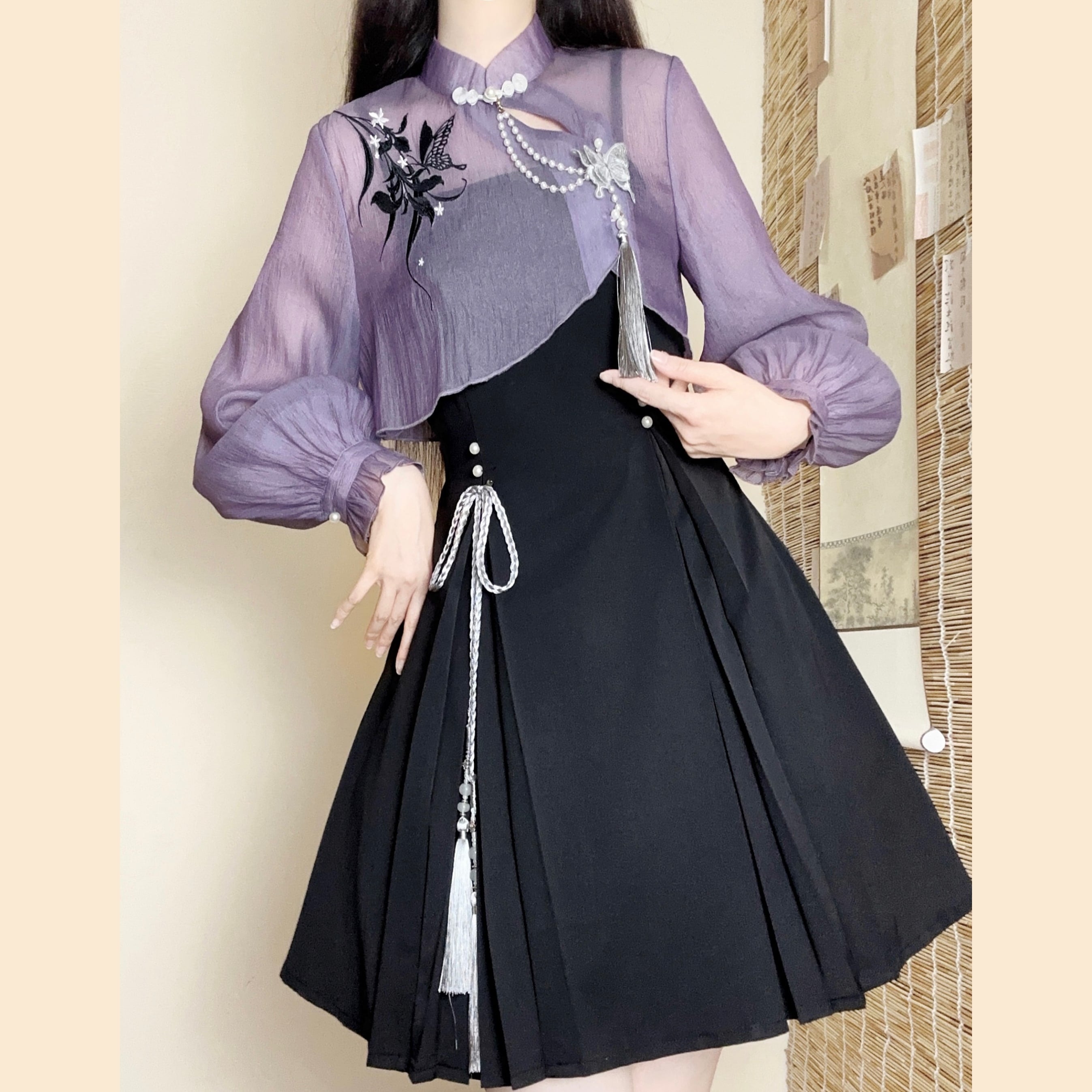 【フルセット】アイリス蝶ダンス減齢新韓国cos要素上着ワンピースセット女性夏 11,260円