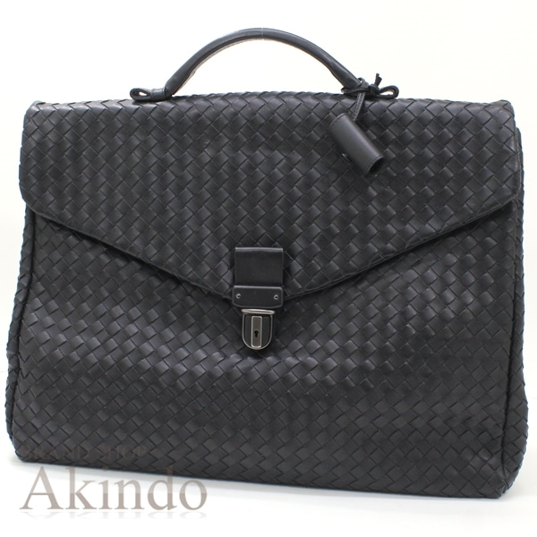 ボッテガヴェネタ ブリーフケース ビジネスバッグ 黒 ブラック A4 イントレチャート レザー 本革 編込み 軽量 メンズ 男性 BOTTEGA VENETA 仕事鞄 かばん 人気 ブランド