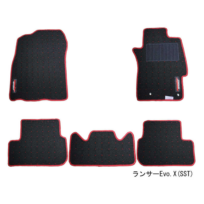 MONSTERSPORT　フロアマット ランサーエボリューション10/ランサーEvo.X［CZ4A］SST車用(＊1型寒冷地仕様対応) ブラック×レッド　3PSQ16