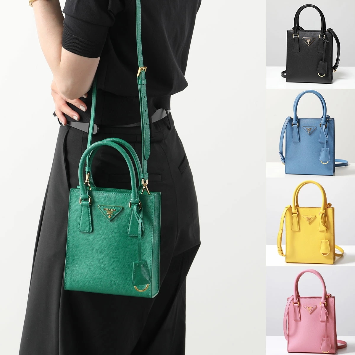 PRADA プラダ ハンドバッグ 1BA358 NZV レディース ショルダーバッグ サフィアーノ レザー ロゴ 鞄 カラー5色