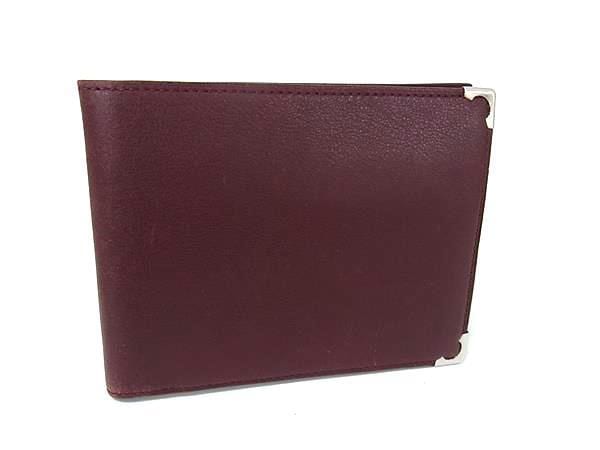 財布 マスト ドゥ 二つ折り財布 L3000594 ボルドー系 レザー ユニセックス シルバー金具【本物保証】