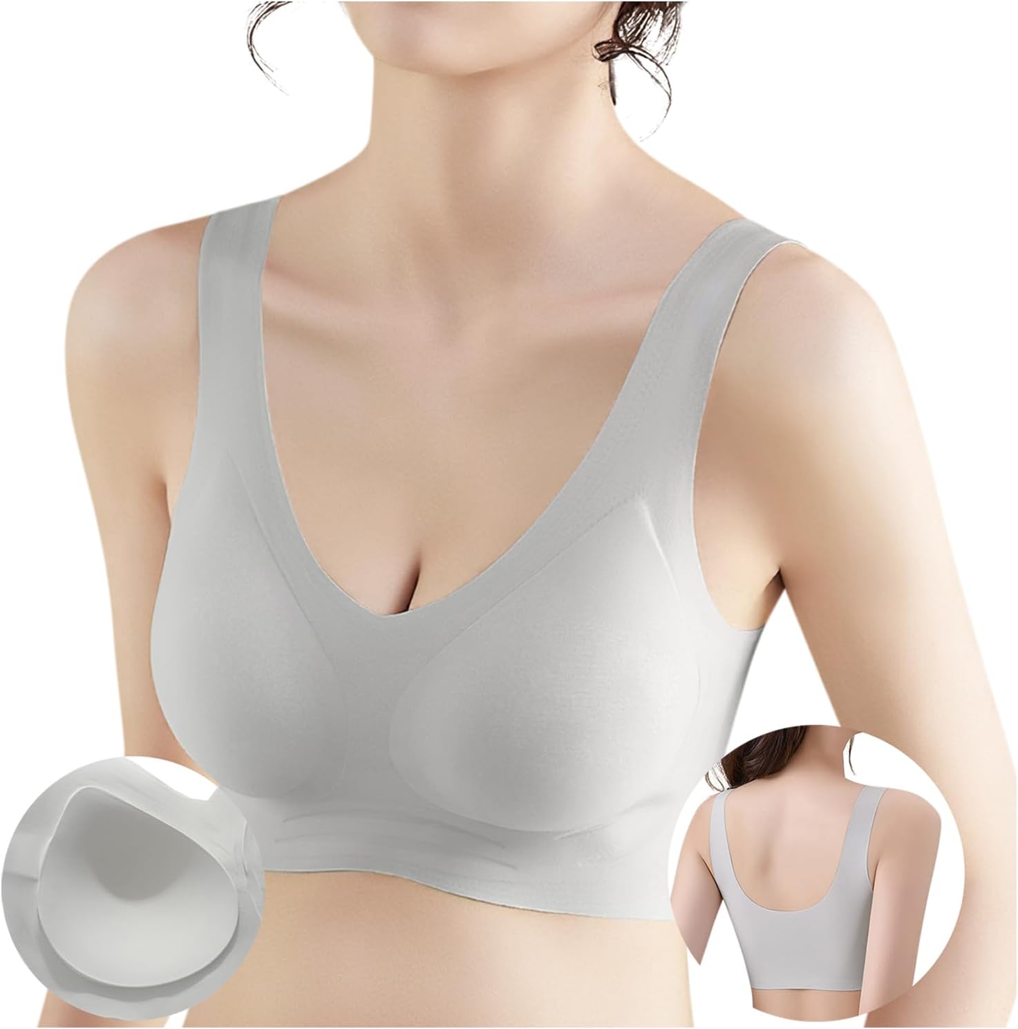 ノンワイヤーブラ シームレスブラ革新固定カップ・形崩れない脇高設計 吸汗速乾 伸縮性肌にやさしい 無縫製