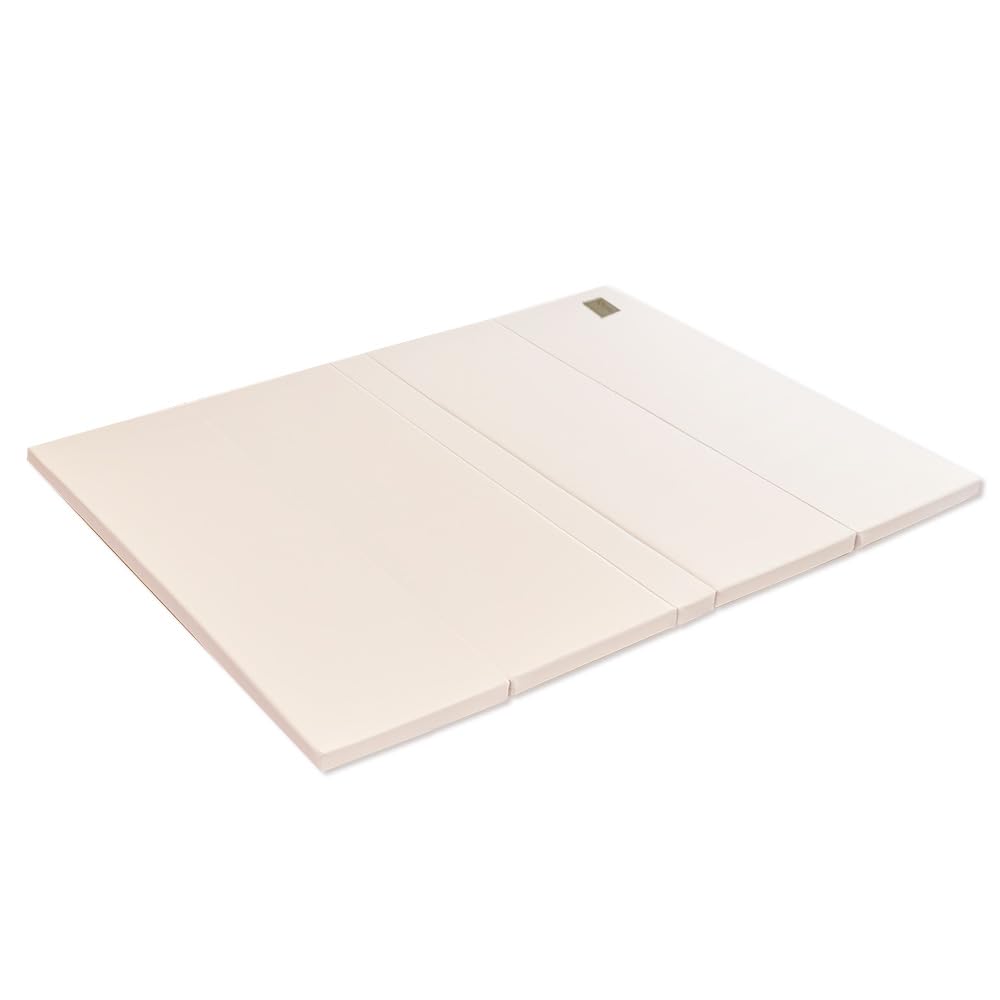 thesun 5段 アップグレード 抗菌 プレイマット 厚み4cm カラズマット シームレスタイプ 折りたたみマット床暖房対 厚手 生活防水 出産祝い 防音 (ライトベージュ 120X160)