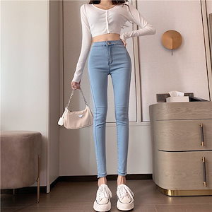 スキニーパンツ デニムパンツ デニムパンツ スラックスパンツ スキニーデニムパンツ ハイウエスト スリミング 着痩せ ジーンズ 弾力百掛け カジュアル タイトパンツ