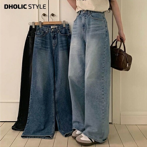 [メガ割りSALE]2TYPEハイウエストワイドデニムパンツ・p630984