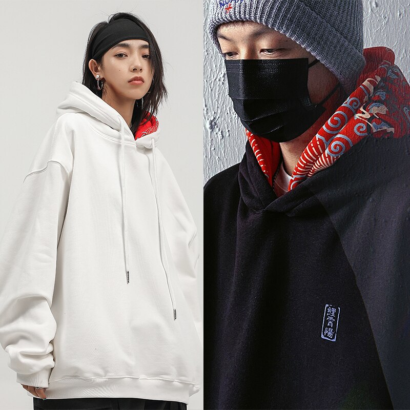 チャイナ風パーカー フード付き 夜光プリント 黒/白 男女兼用 パーカーメンズ カップル服 ゆったり