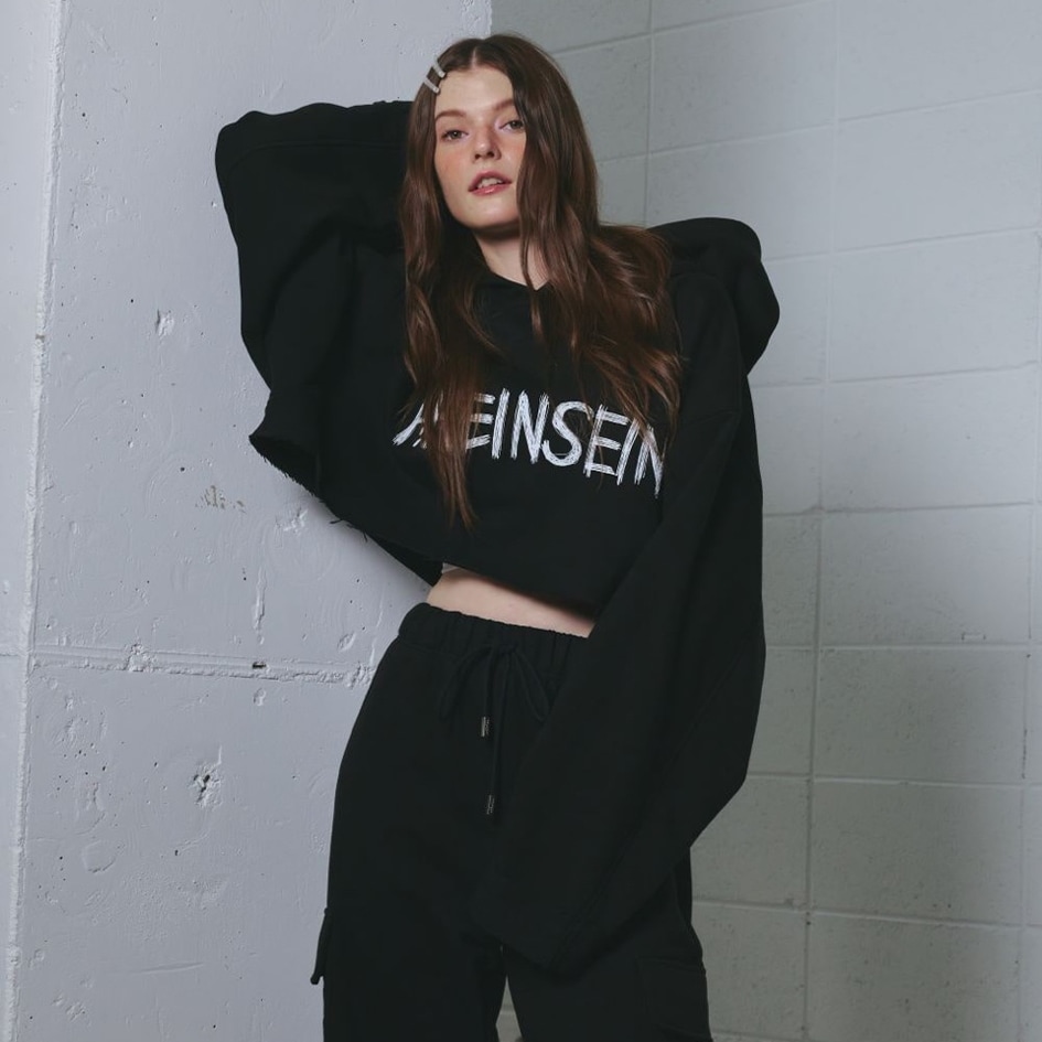 낙서 데끼 크롭 후드티 [2color]