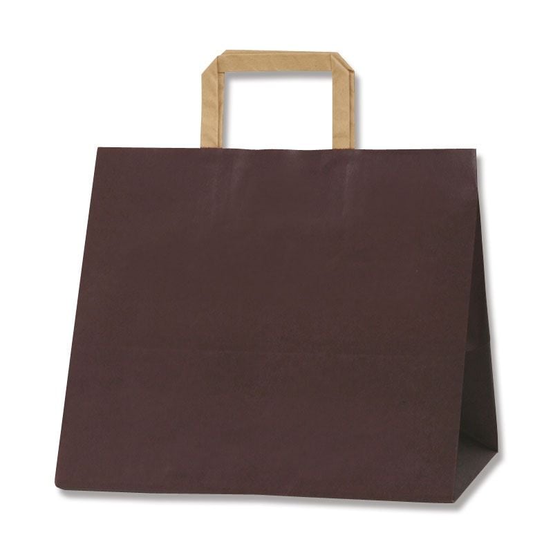 シモジマ HEIKO 手提げ紙袋 Hフラットチャームバッグ 300-1（平手） 未晒ブラウン 無地 50枚 幅300xマチ220x高270mm 003277120