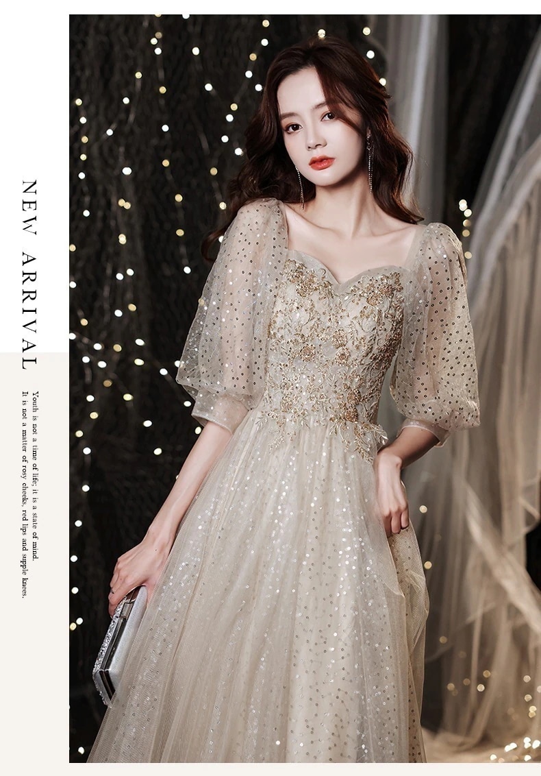 福袋星がきらめくフレンチドレスパーティードレス演奏会 ウェディングドレス ドレス 花嫁ロングドレス 結婚式ワンピース 卒業式 同窓会 発表会 成人式