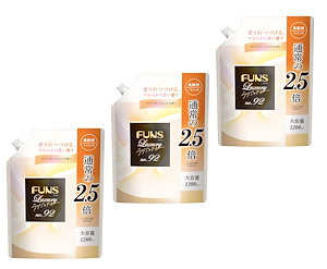 BULK LIFE(バルクライフ) 液体 FUNSラグジュアリー柔軟剤 No92 大型 詰め替え 1200ml×3個 ホワイトローズムスクの香り