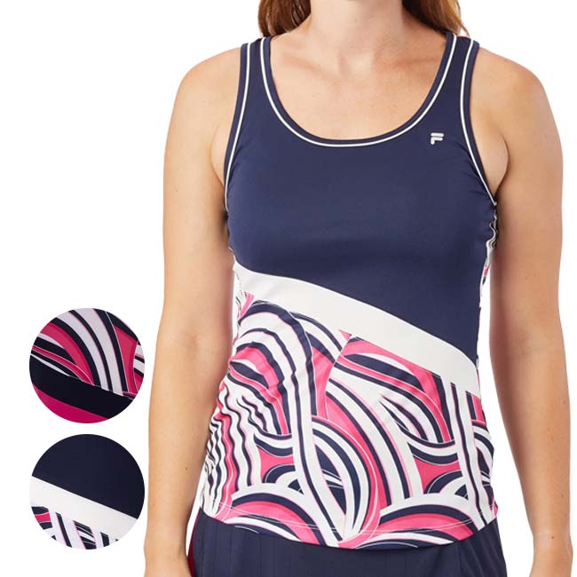 ＵＳサイズ FILA(フィラ) 2023 FW レディース MARIA(マリア) プリントタンクトップ US Open UOL239312E(23y11mテニス)