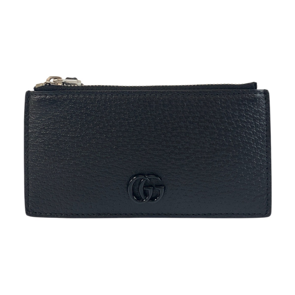 超美品 ダブルG 男女兼用 ブラック 黒 シルバー金具 レザー 722726 コインケース フラグメントケース カードケース メンズ 504161