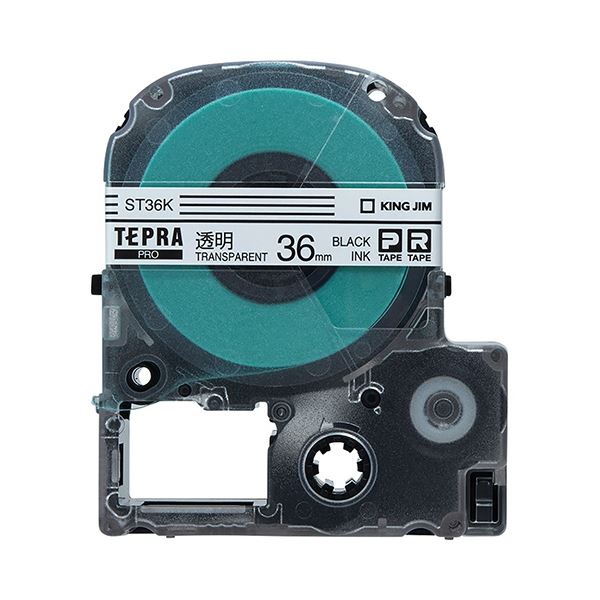 （まとめ） キングジム テプラ PRO テープカートリッジ 36mm 透明／黒文字 ST36K 1個 (×2セット)
